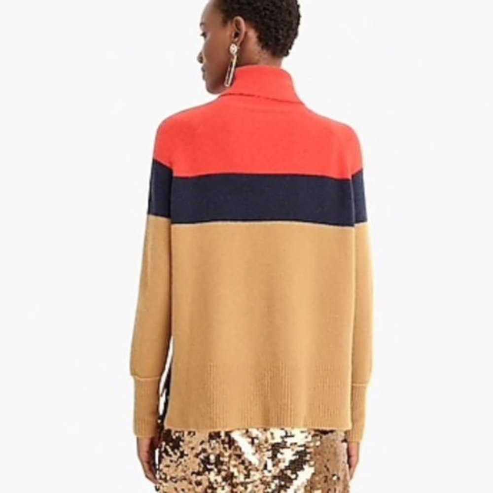 Colorblock turtleneck sweater in supersoft yarn - Picture 3 of 7